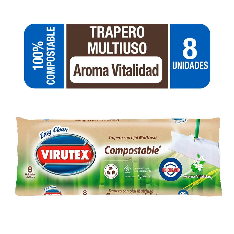 Trapero Multiuso Compostable Virutex – 8 Unidades